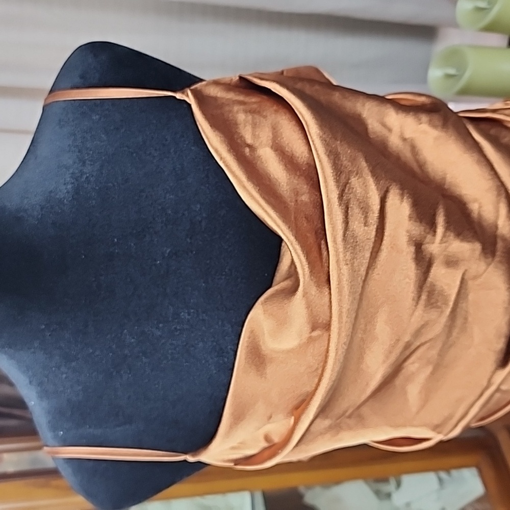 BIRDY GREY | Lydia Rust Copper Satin Cowl Neck Bridesmaid Maxi Dress | L - Picture 3 of 16